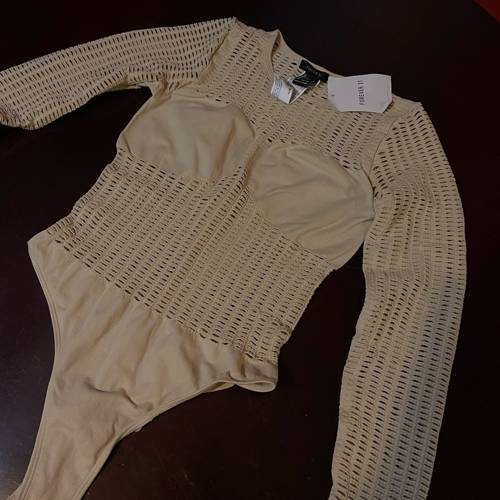 Mesh long sleeve bodysuit